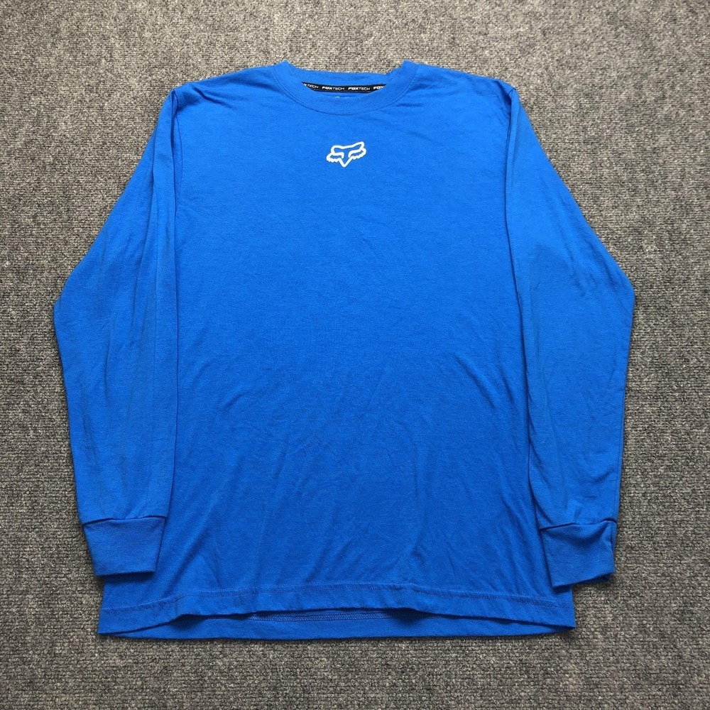 Fox Shirt Mens Medium Blue Long Sleeve FOXTECH Logo Tee Motocross Tagless